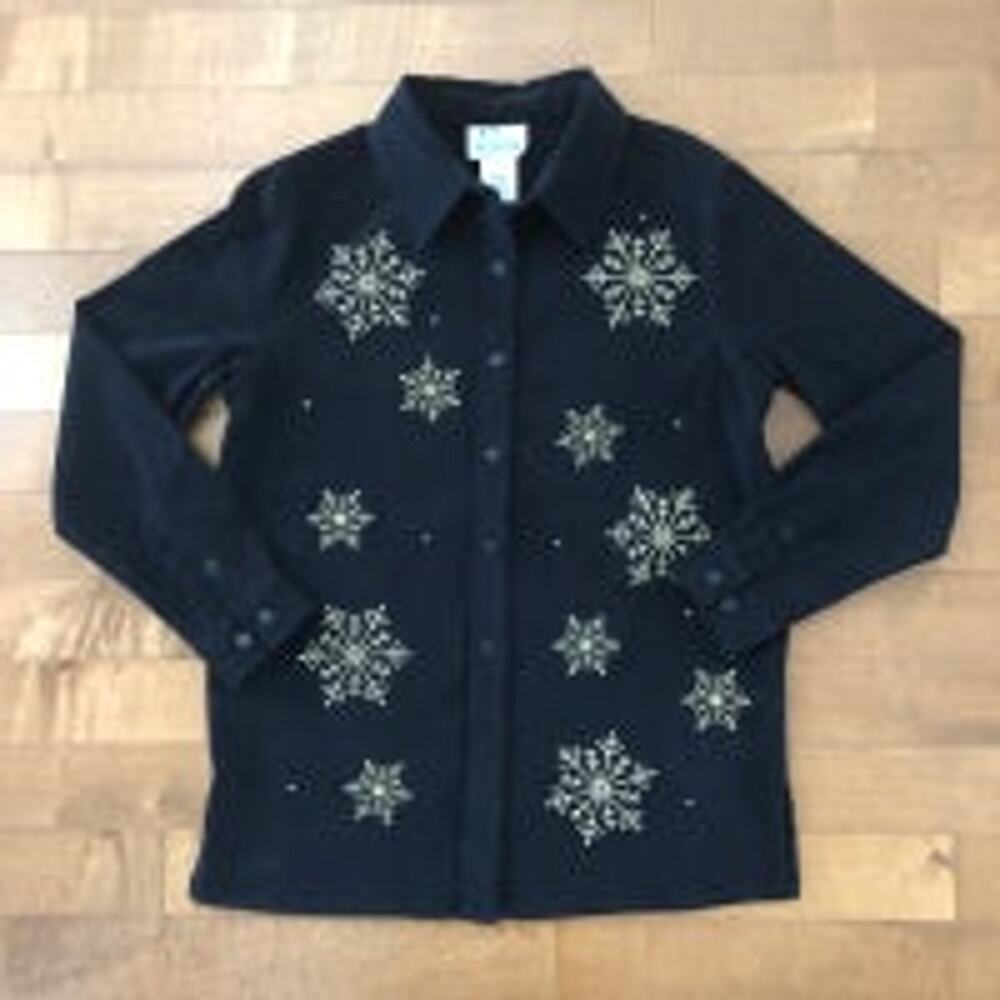 The Quaker Factory Button Down Snowflake Cozy Shi… - image 3